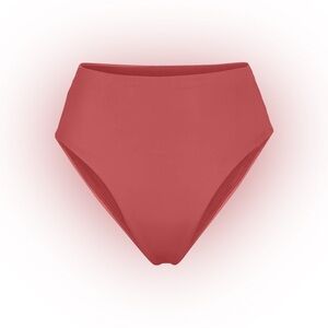 Left On Friday High-Waist Bikini Bottoms in Rose Red